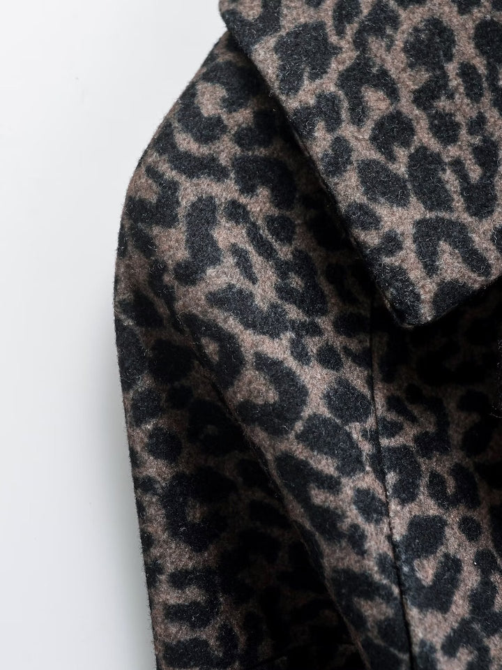 Women's Loose Blended Animal Print Coat-Jackets-Zishirts