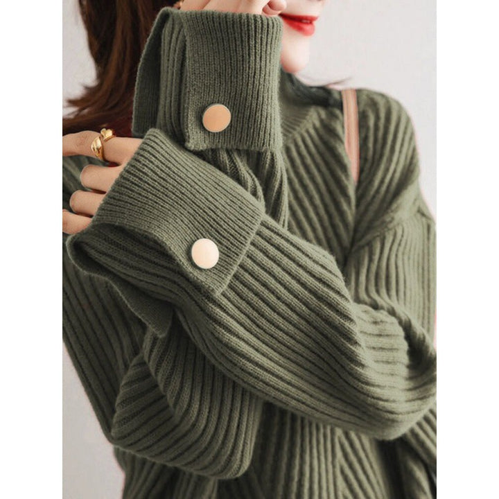 Autumn And Winter Japanese And Korean New Half Turtleneck Sweater Design Cuff Sweater For Women-Women's Outerwear 2023-Zishirts