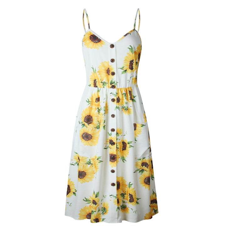 Women's Fashion Suspenders Floral Dress-Lady Dresses-Zishirts