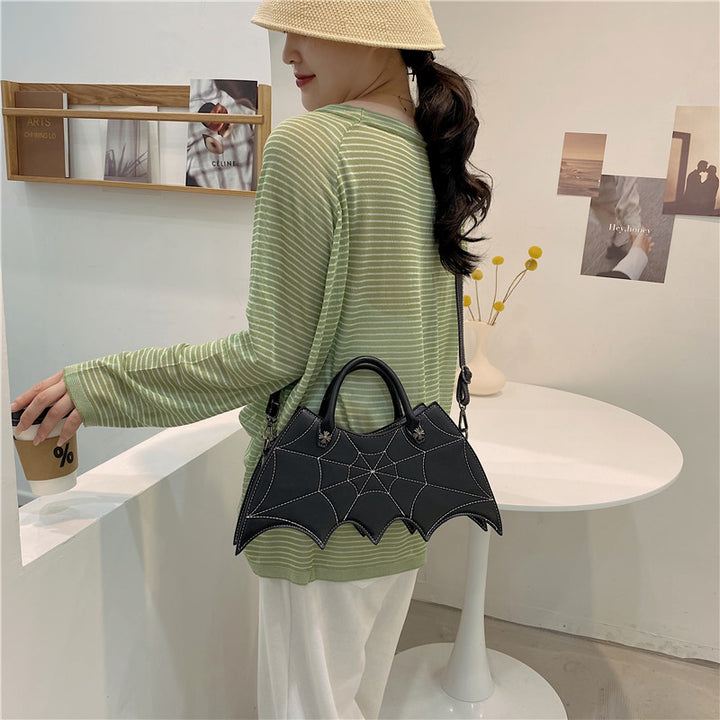 Halloween Spider Web Shape Shoulder Bags Personality Batgirl Tide Pu Handbags Fashoin Messenger Crossbody Bag-Womens 2024 March-Zishirts