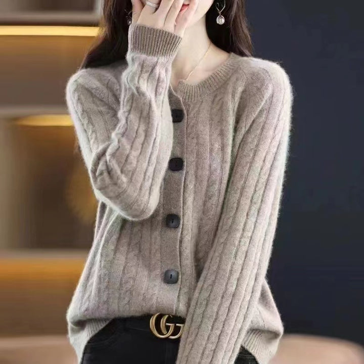 Cardigan Loose Cable-knit Sweater Base Sweater Coat Top-Sweaters-Zishirts