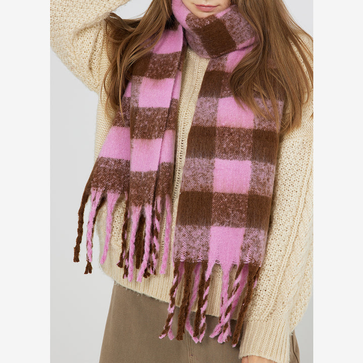 Chessboard Checked Soft Waxy Mohair Scarf-Scarves & Wraps-Zishirts