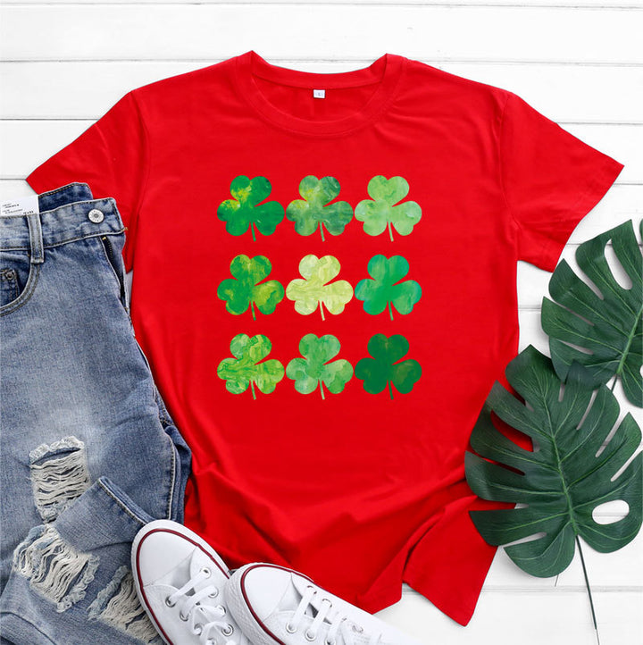 St Patrick's Day Cotton Women's Short Sleeve-Blouses & Shirts-Zishirts