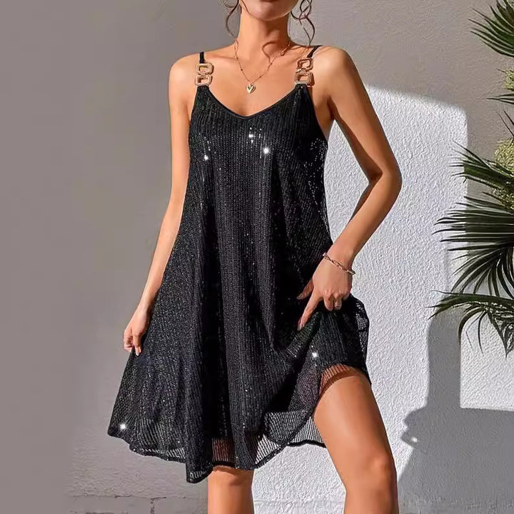 European And American Style Elegant Sequins Dress-Lady Dresses-Zishirts