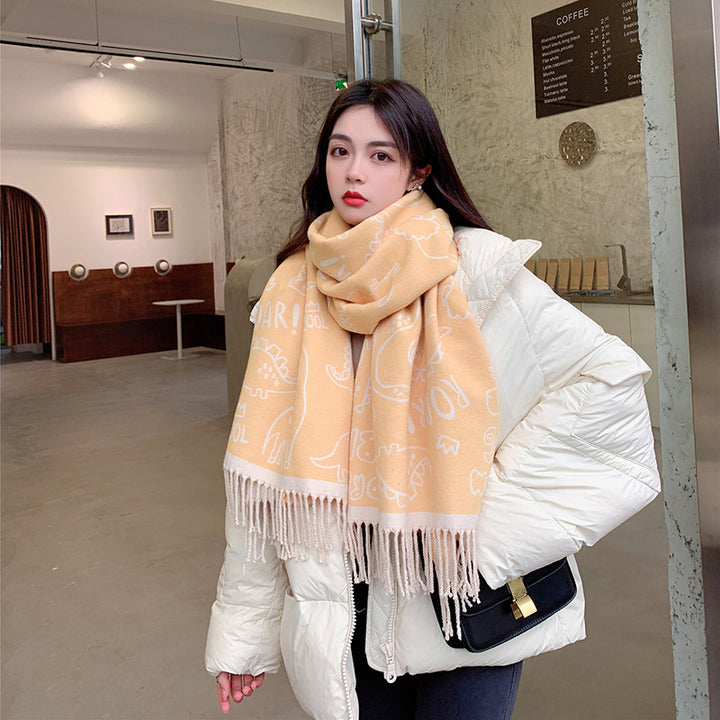 Printed Cashmere Shawl For Sun Protection In Autumn And Winter-Scarves & Wraps-Zishirts