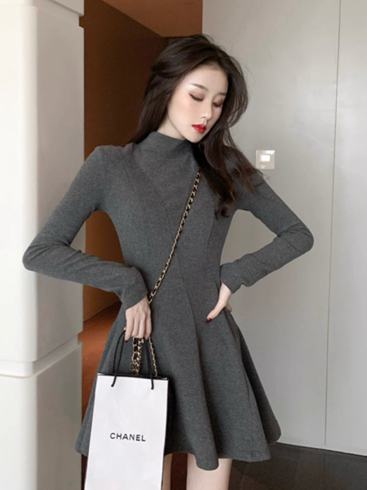 Autumn And Winter Half-high Collar Waist Trimming Short Coat Inner Wear Dress High-grade Bottoming Ladies-Women's Outerwear 2023-Zishirts