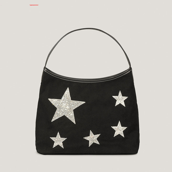 Retro Five-pointed Star Rhinestone Tote Bag For Women-Women's Bags-Zishirts