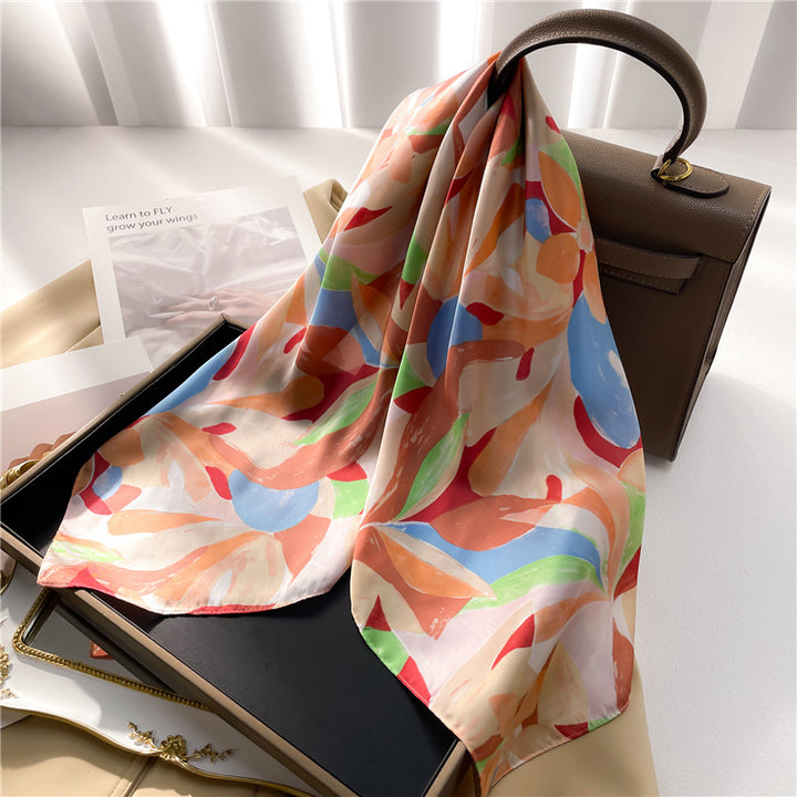 Women's Fashion Graffiti Printing Silk Scarf-Scarves & Wraps-Zishirts