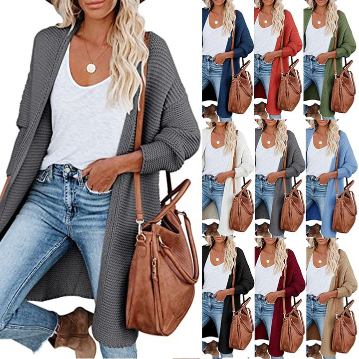 New Medium Long Knitting Cardigan Sweater Is Casual And Loose-Jackets-Zishirts