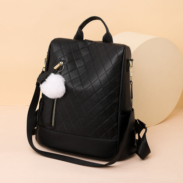 Women's Fashion Soft Leather Preppy Style Backpack-Women's Bags-Zishirts