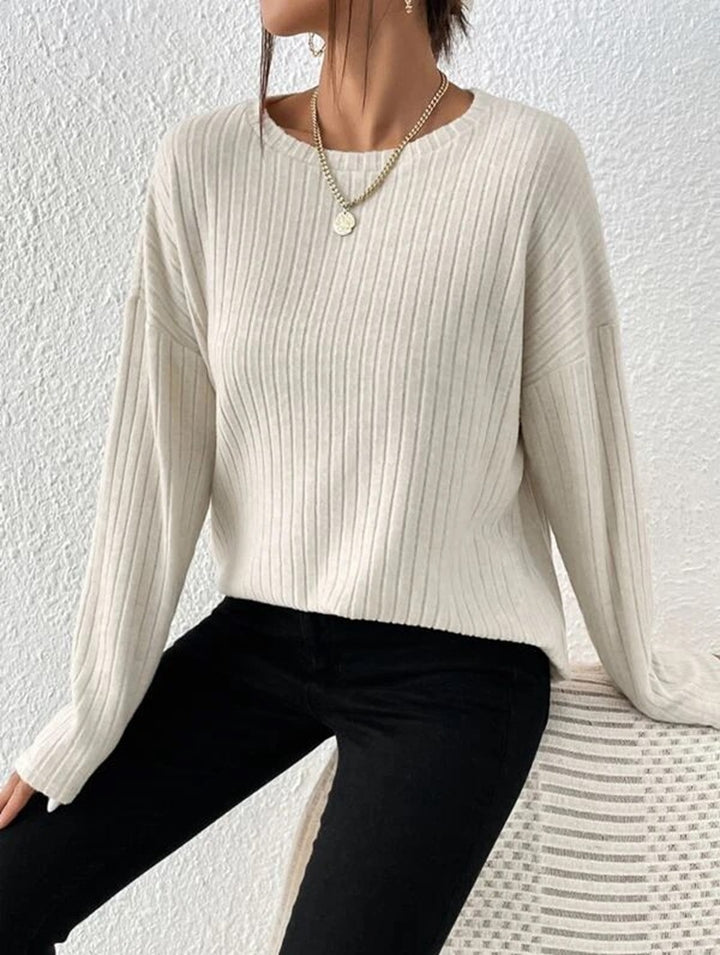 Casual Loose Solid Color Round Neck Sweater-Sweaters-Zishirts