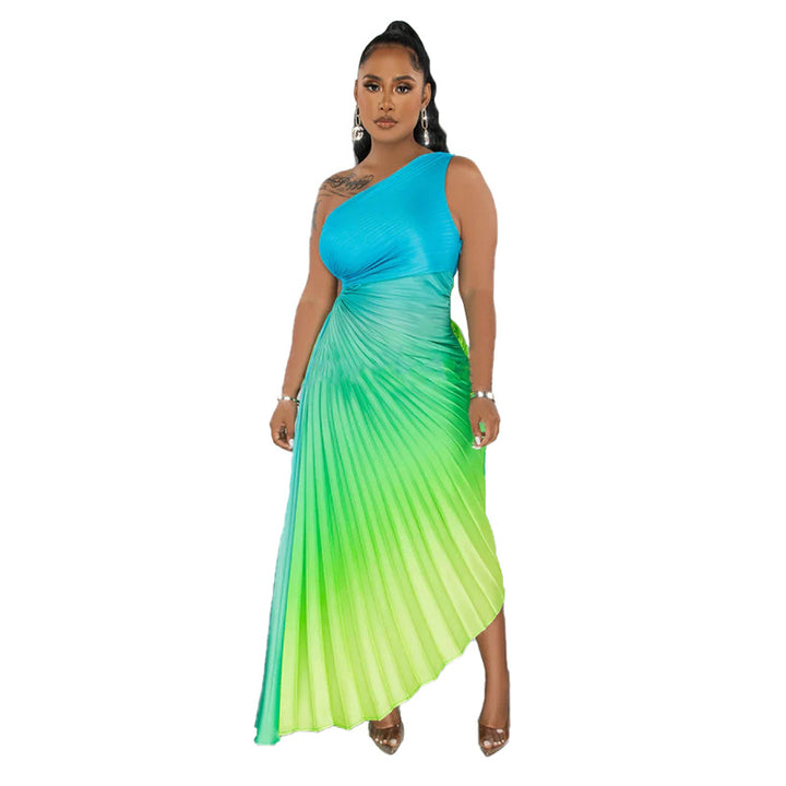 Gradient Sexy Pleated Dress-Lady Dresses-Zishirts