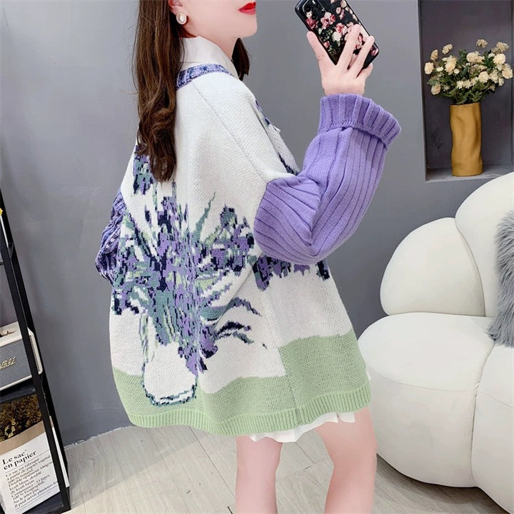 Retro Ethnic Style Knitted Cardigan For Women Loose Sweater Coat-Sweaters-Zishirts