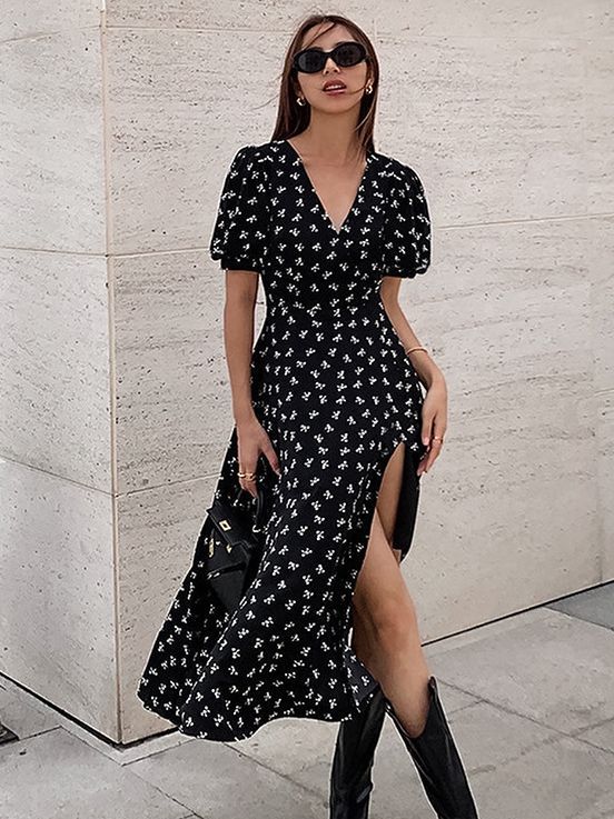 Women's Fashion Elegant Floral Dress-Lady Dresses-Zishirts