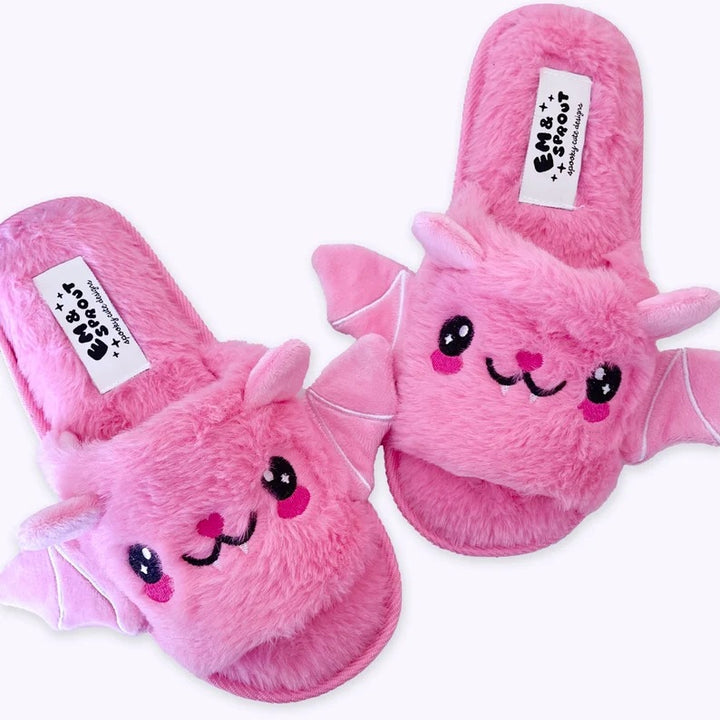 Halloween Shoes Cute Bat Slippers With Wings Winter Warm Home Slippers Women Men-Womens Footwear-Zishirts