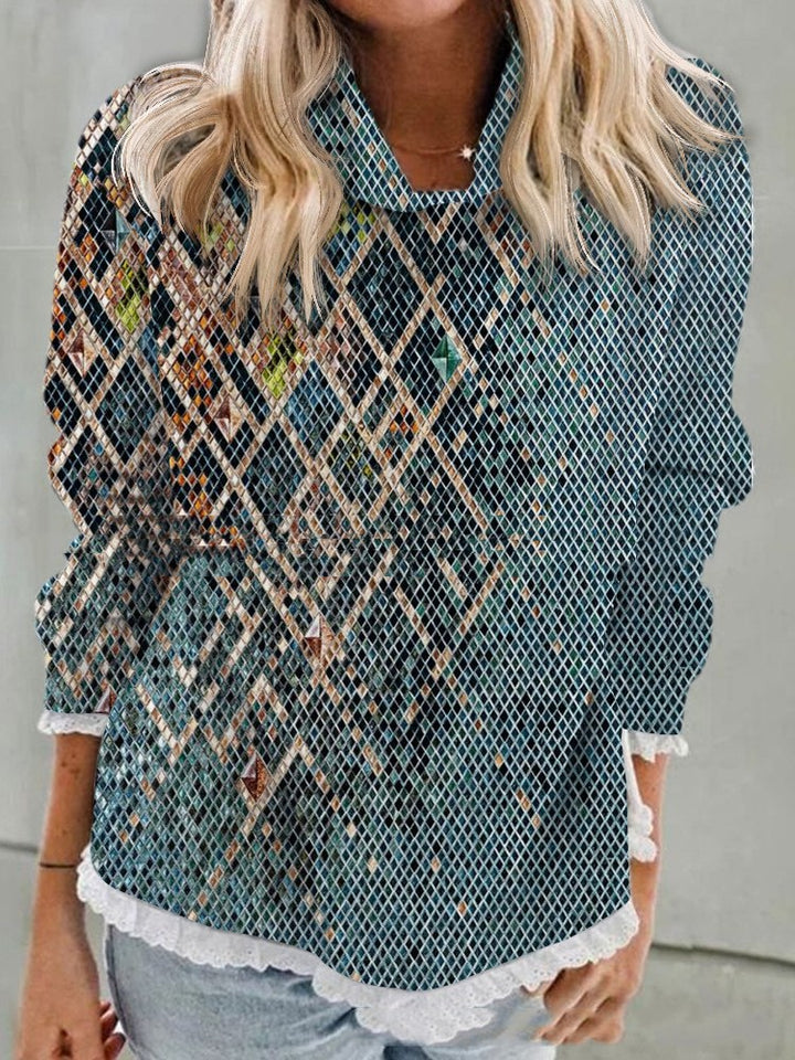 Abstract Printing Hooded Long Sleeve Sweater-Blouses & Shirts-Zishirts