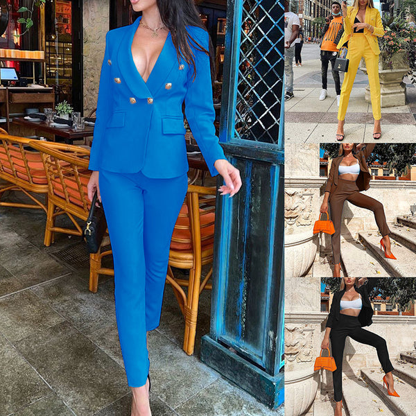 Women's Stylish Temperament Long Sleeves Slim-fit Suit Two-piece Suit-Suits & Sets-Zishirts