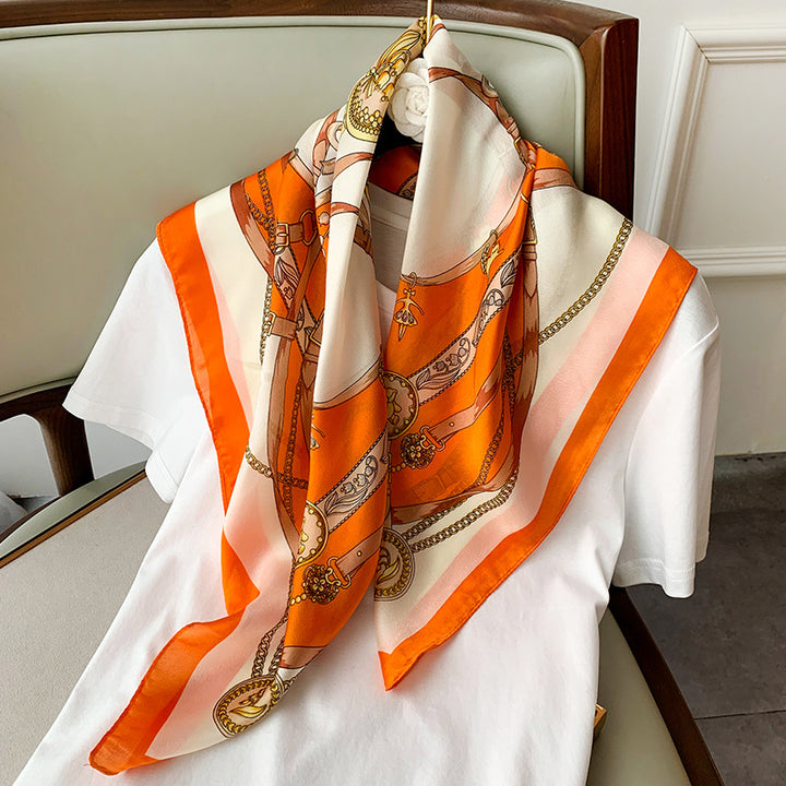 Printed Silk Scarves Gift Company Annual Meeting-Scarves & Wraps-Zishirts