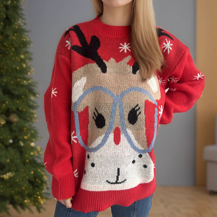 Christmas Sweater Women's Stitching Cartoon Casual Pullover-Sweaters-Zishirts