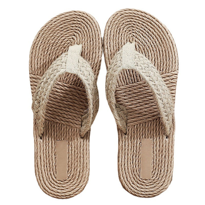 Women's Faux Straw Flip-flops Beach Casual Sandals-Womens Footwear-Zishirts