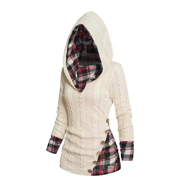 Bedford Cord Hooded Casual Pullover Sweater-Women's Outerwear 2023-Zishirts