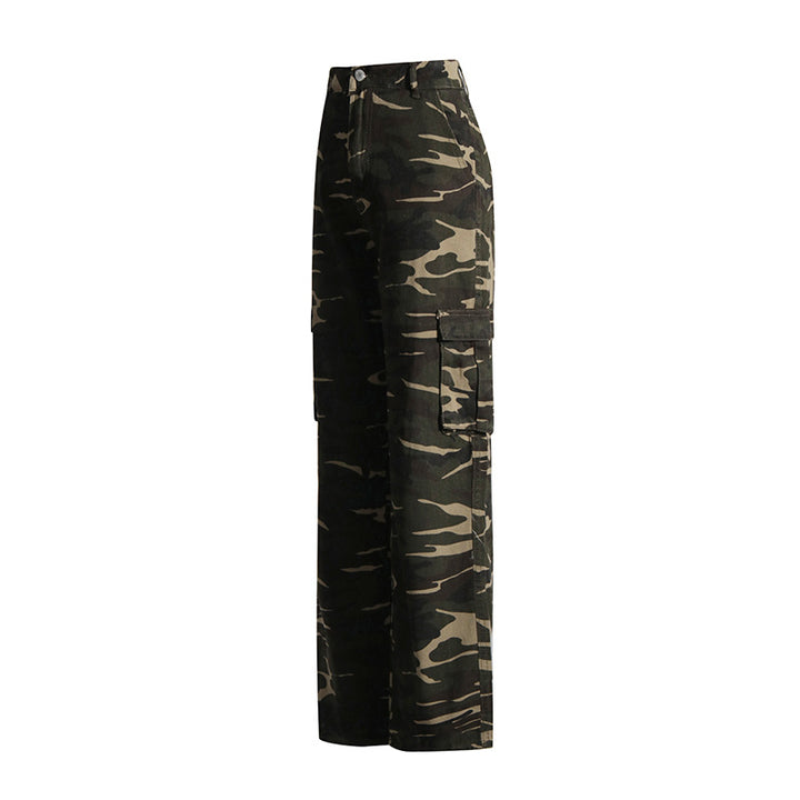 Fashion Pocket Temperament Street Camouflage Printing Straight-leg Pants-Suits & Sets-Zishirts