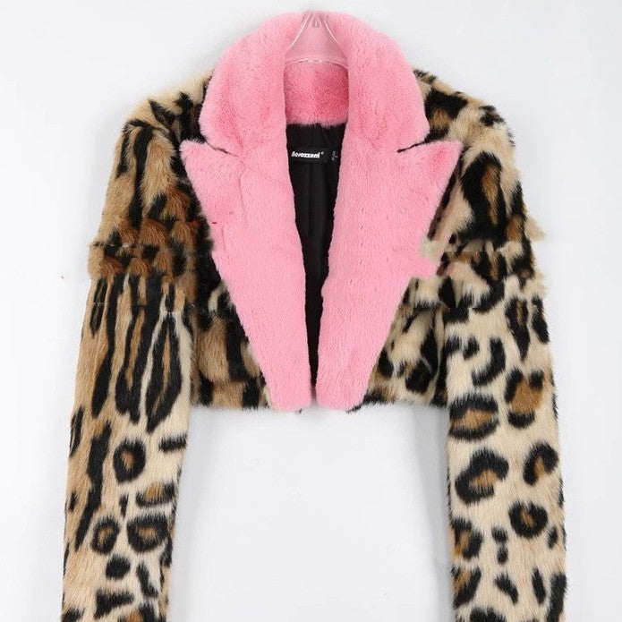 Leopard Print Faux Fur Coat Women's Autumn And Winter-Jackets-Zishirts