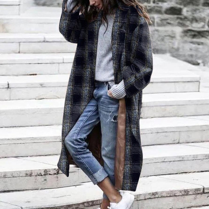 Women's Plaid Long Coat Warm Women's Coat-Jackets-Zishirts