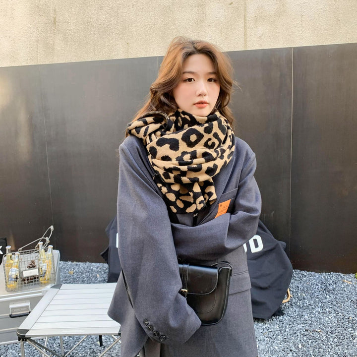 Europe And America Fashion Leopard Scarf Versatile Warm Keeping Women-Scarves & Wraps-Zishirts