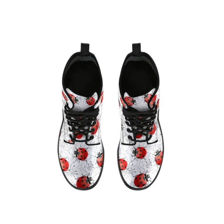 Digital Printing Women's High-top Motorcycle Boots LADYBIRD-Womens Footwear-Zishirts