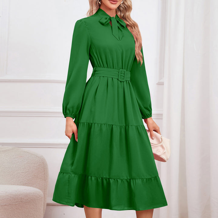 Women's Slim-fit Elegant Tied Cake A- Line Dress-Women's Outerwear 2023-Zishirts