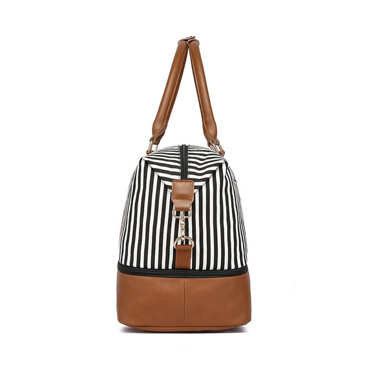 Women's Hand-carrying Travel Bag Striped Canvas-Women's Bags-Zishirts