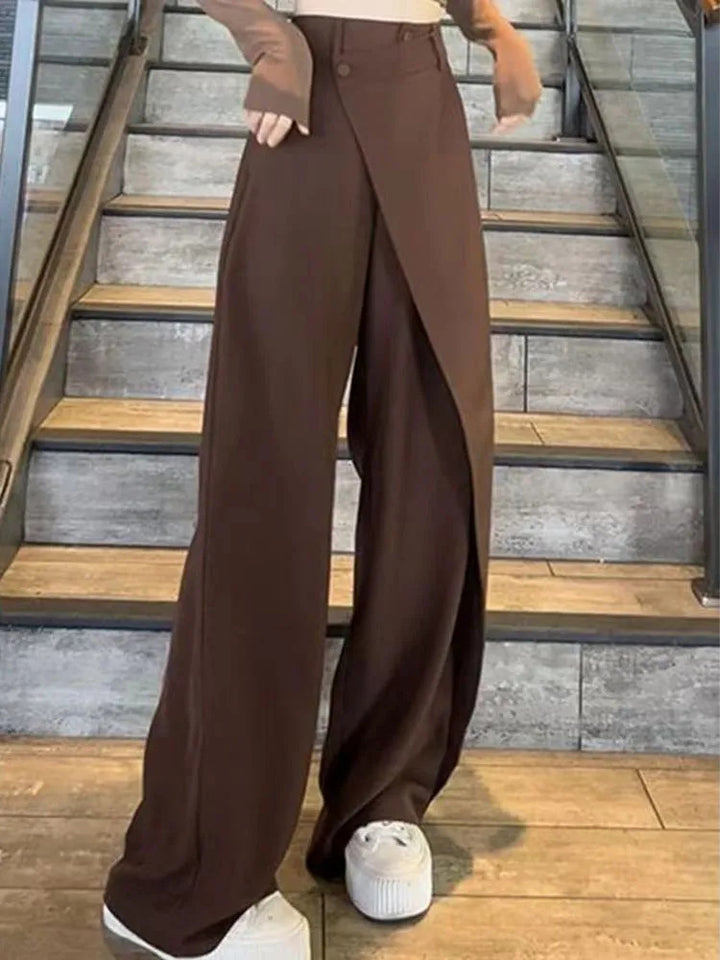 Irregular Stitching Straight-leg Trousers Women's Spring And Autumn Design-Women's Outerwear 2023-Zishirts