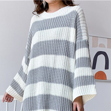 Woolen Skirt Knitwear Loose Striped Long-Womens 2024 March-Zishirts