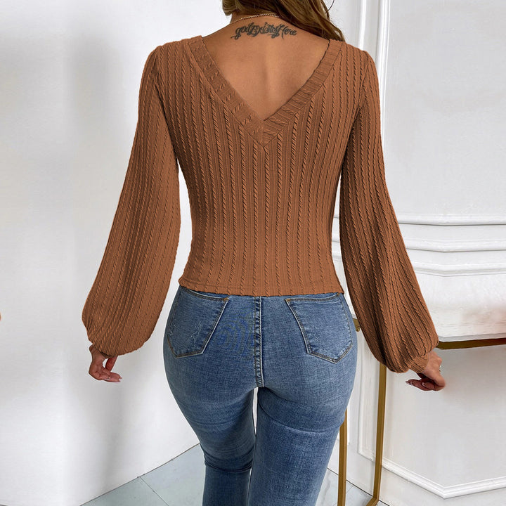 Women's Puff Sleeve Slim Top-Blouses & Shirts-Zishirts