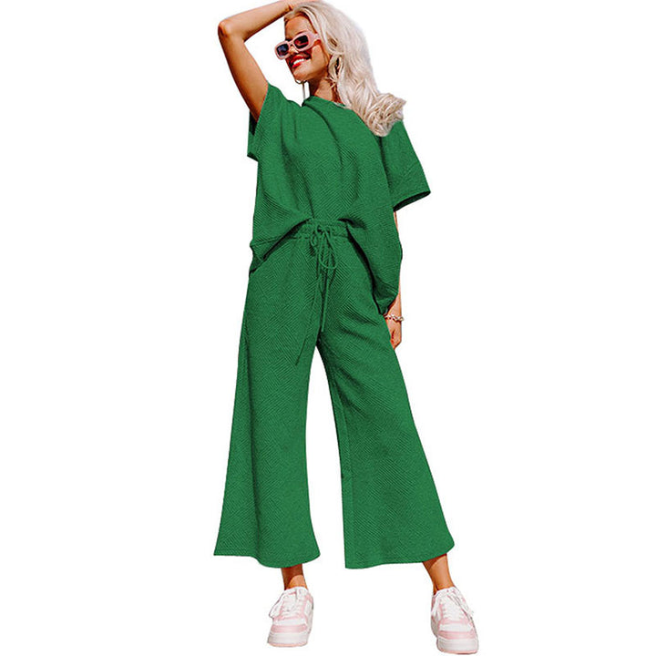 Summer New Color Casual Suit Female European And American All-matching Thread Drawstring Sportswear Female-Suits & Sets-Zishirts