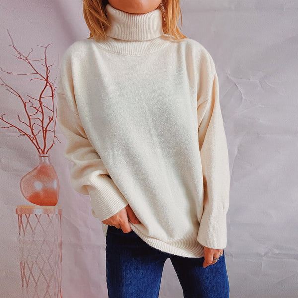 Top Solid Color Turtleneck Long Sleeve Sweaters Pullover Women-Women's Outerwear 2023-Zishirts