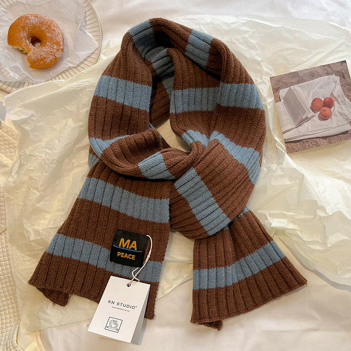 Knitted Wool Striped Scarf-Scarves & Wraps-Zishirts