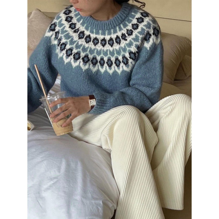 Ethnic Style Pullover Leisure All-matching Knitted Sweater-0-Zishirts