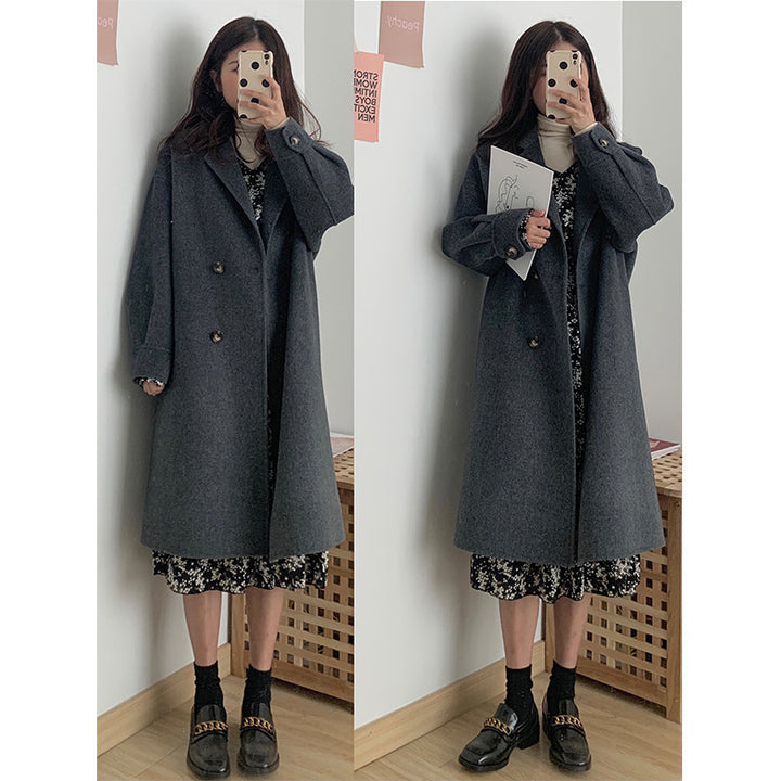 Women's Mid-length Woolen Coat Thickened Small-Jackets-Zishirts