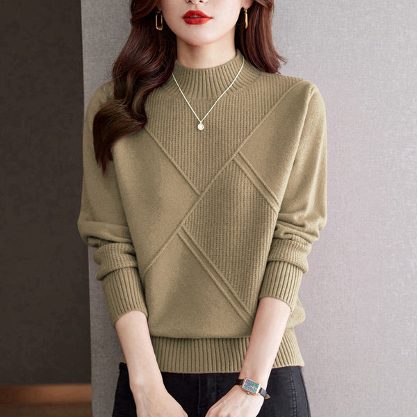 Autumn And Winter New Half Turtleneck Loose Inner Wear Sweater For Women-Sweaters-Zishirts