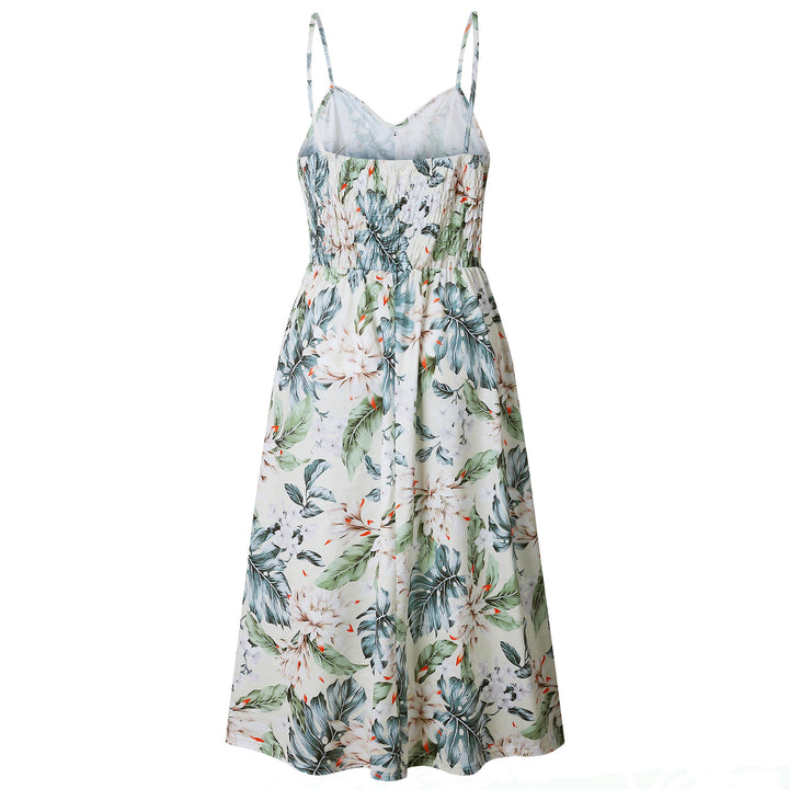 Women's Fashion Suspenders Floral Dress-Lady Dresses-Zishirts