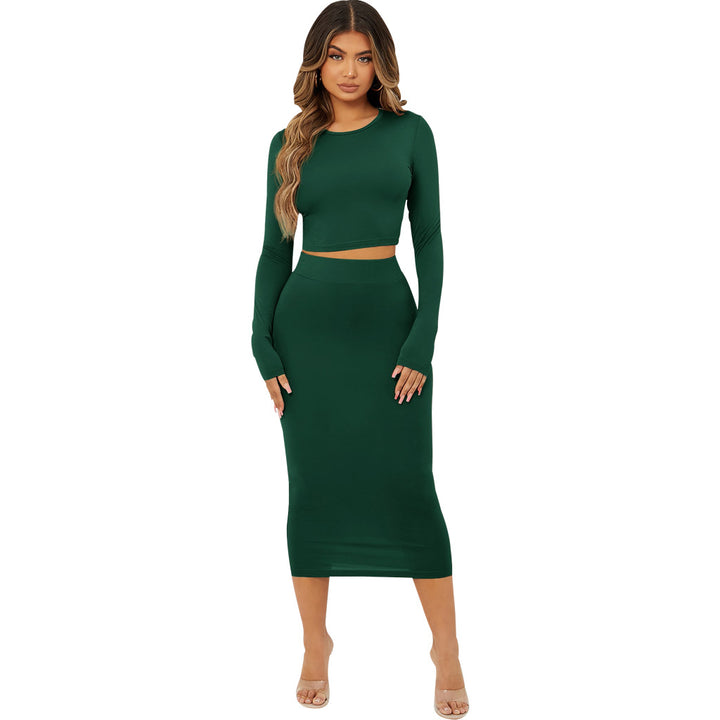 Fashion Solid Color Tight Two Piece Set-Suits & Sets-Zishirts