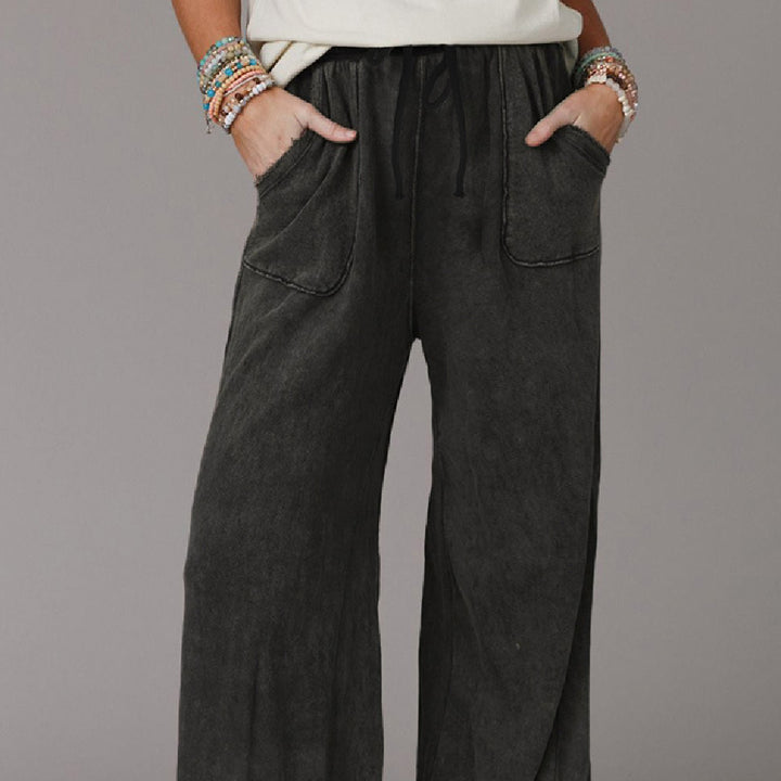 New Washed Drawstring Casual Pants For Women-Suits & Sets-Zishirts