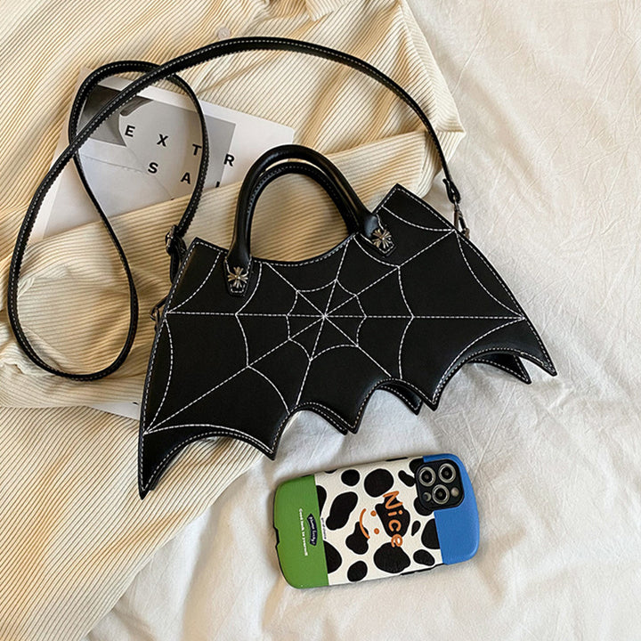 Halloween Spider Web Shape Shoulder Bags Personality Batgirl Tide Pu Handbags Fashoin Messenger Crossbody Bag-Womens 2024 March-Zishirts