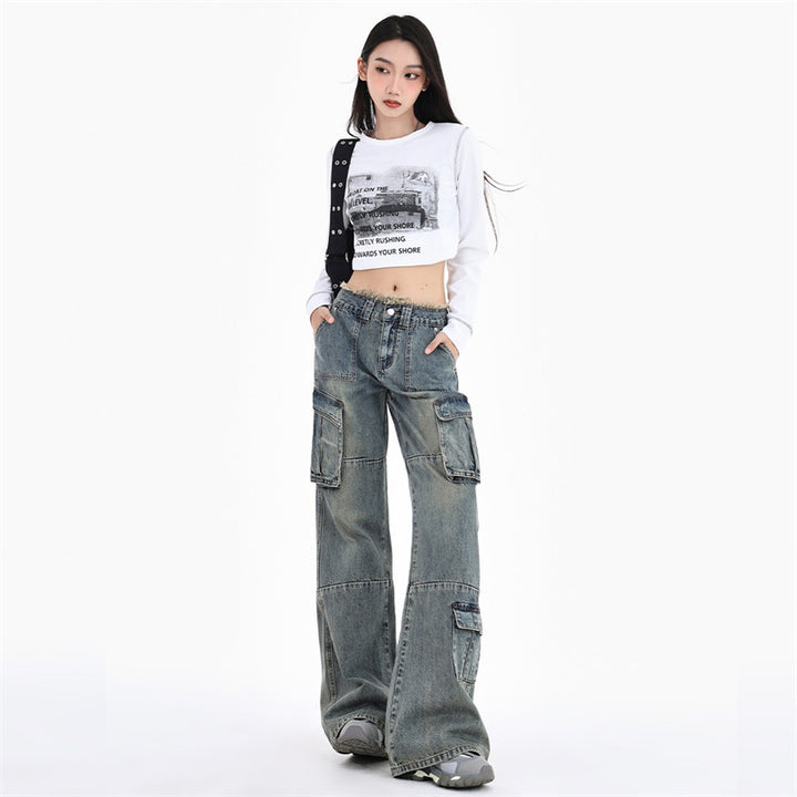 Women's American-style Retro Workwear Jeans-Woman Jeans-Zishirts