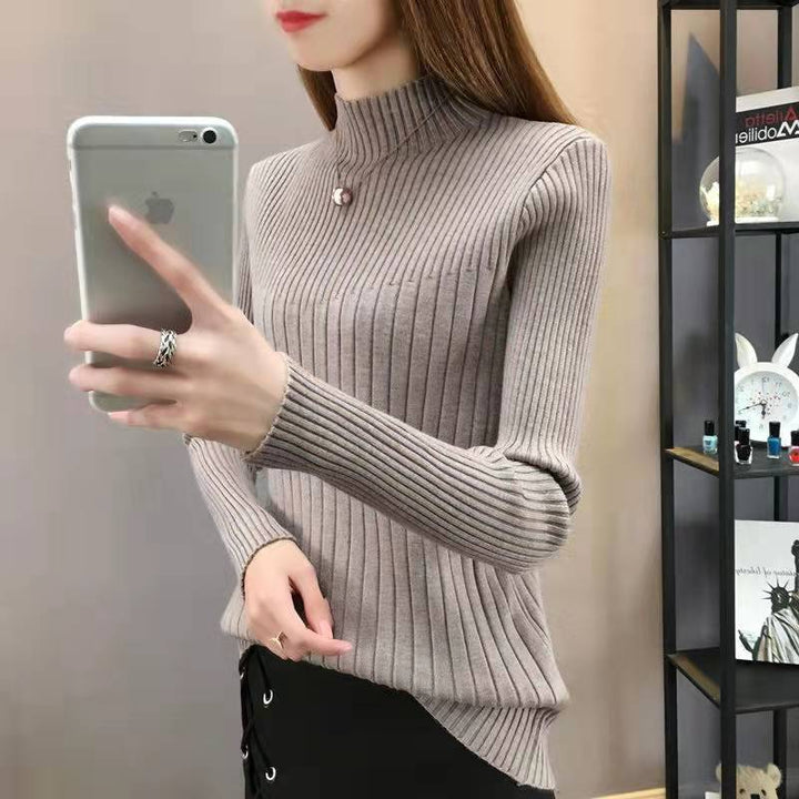 Half Turtleneck Slim Slimming Knitted Sweater-Sweaters-Zishirts