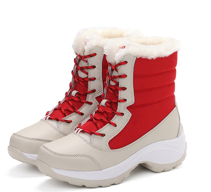 Snow Boots Female High To Help Waterproof Ladies Cotton Shoes Boots Plus Velvet Shoes-Womens Footwear-Zishirts