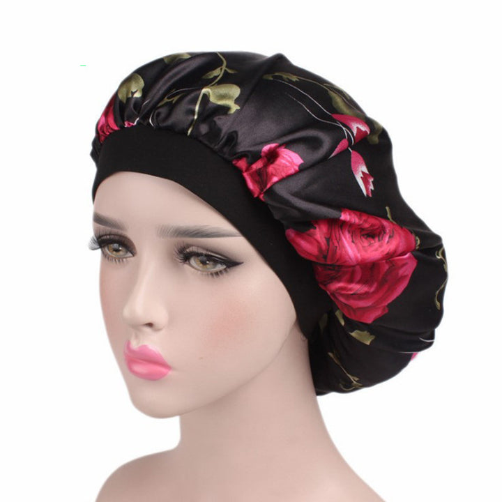 Printed Satin Elastic Wide Edge Nightcap-Women's Outerwear 2023-Zishirts