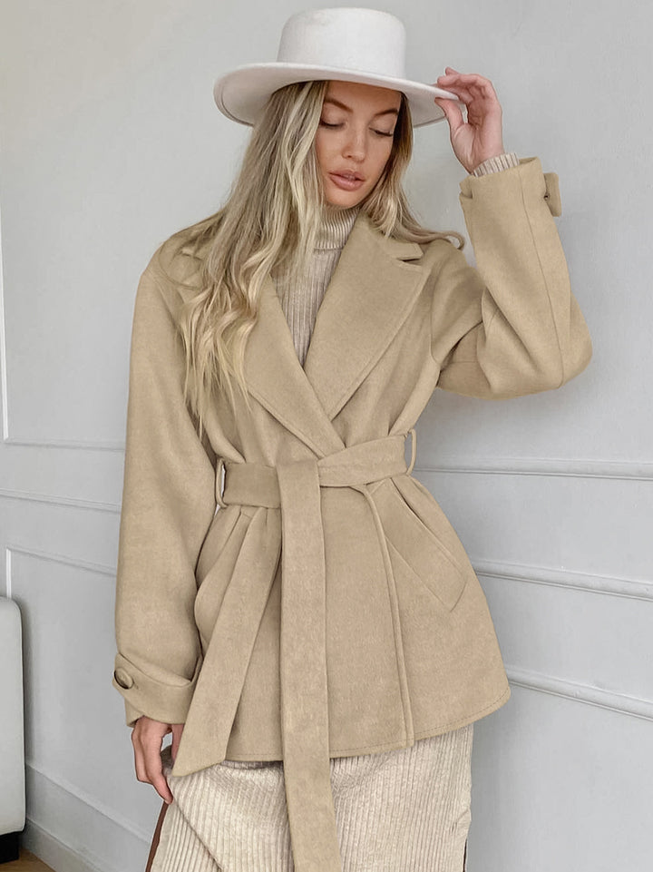 Retro Khaki Suit Collar Trench Coat Coat-Jackets-Zishirts